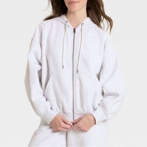 Universal Thread Light Heather Gray Zip Up Hoodie Sweatshirt